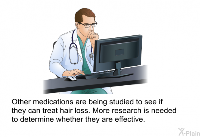 Other medications are being studied to see if they can treat hair loss. More research is needed to determine whether they are effective.