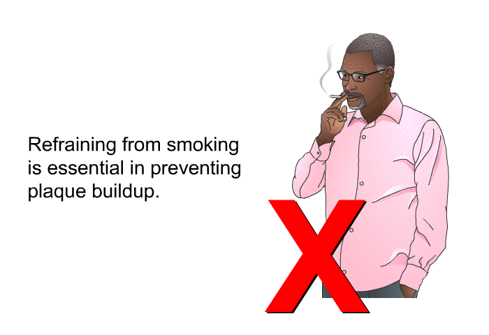 Refraining from smoking is essential in preventing plaque buildup.