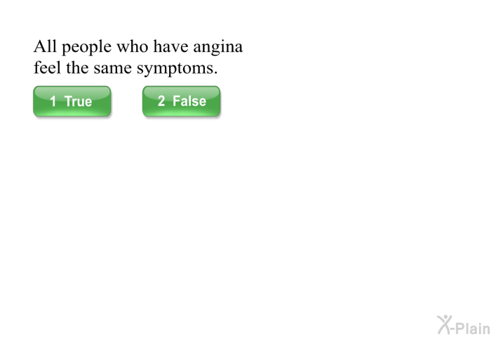 All people who have angina feel the same symptoms.