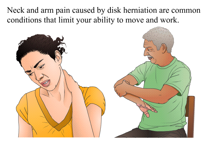 Neck and arm pain caused by disk herniation are common conditions that limit your ability to move and work.