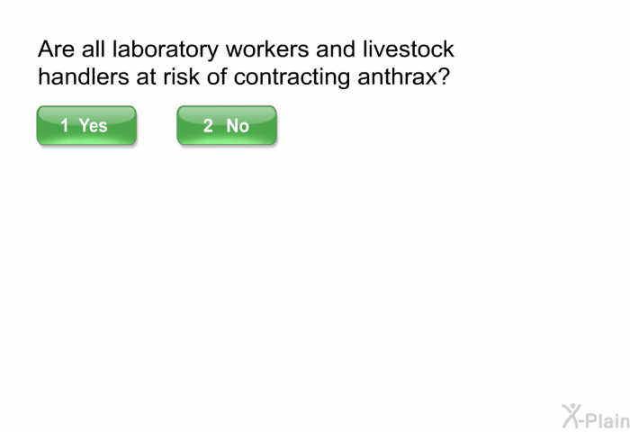 Are all laboratory workers and livestock handlers at risk of contracting anthrax?