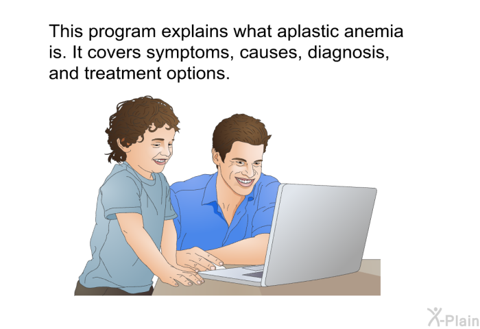 This health information explains what aplastic anemia is. It covers symptoms, causes, diagnosis, and treatment options.