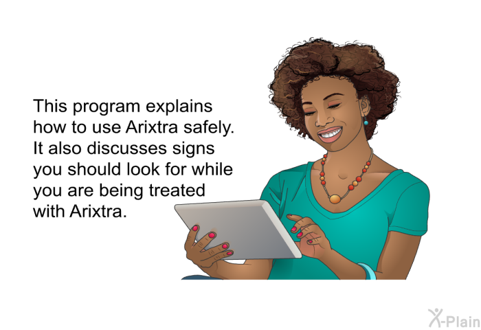 This health information explains how to use Arixtra safely. It also discusses signs you should look for while you are being treated with Arixtra.