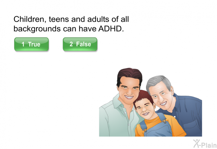 Children, teens and adults of all backgrounds can have ADHD.