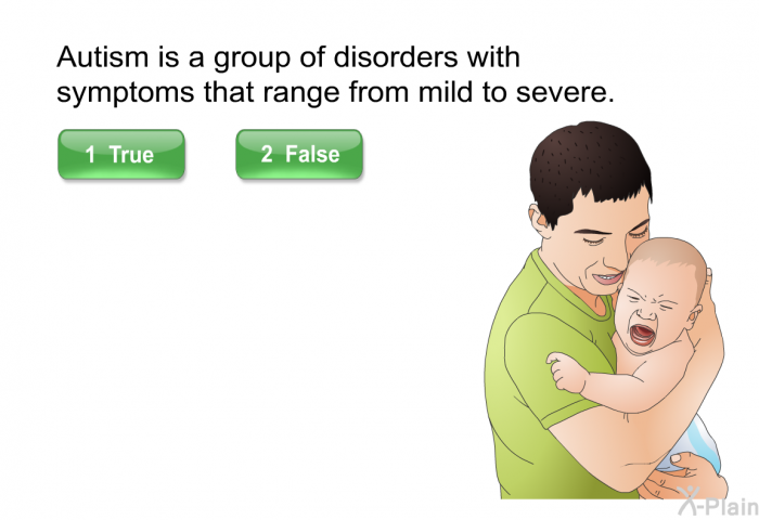 Autism is a group of disorders with symptoms that range from mild to severe.