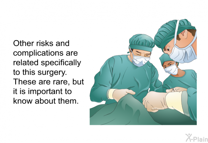 Other risks and complications are related specifically to this surgery. These are rare, but it is important to know about them.