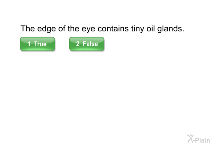 The edge of the eye contains tiny oil glands.