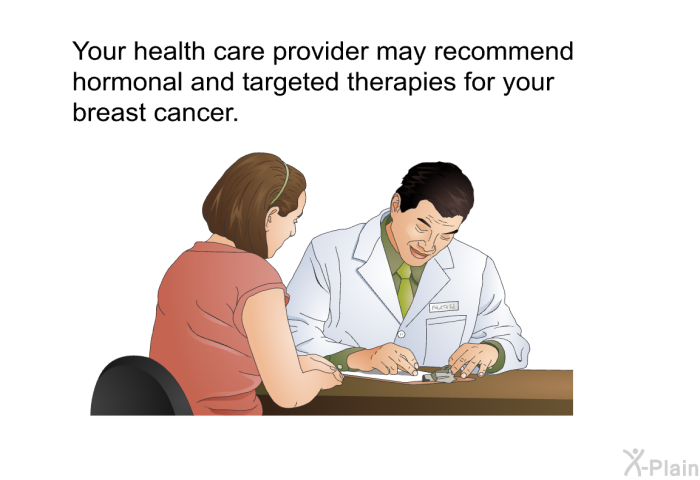 Your health care provider may recommend hormonal and targeted therapies for your breast cancer.