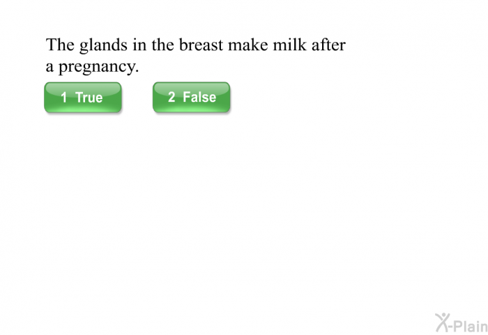 The glands in the breast make milk after a pregnancy.
