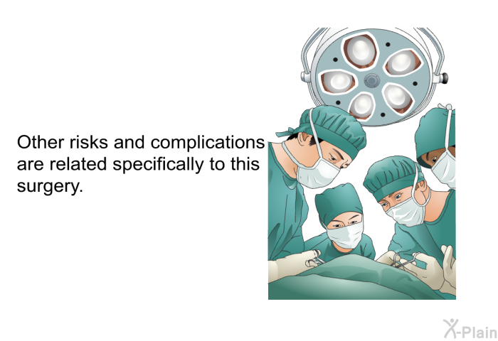 Other risks and complications are related specifically to this surgery.