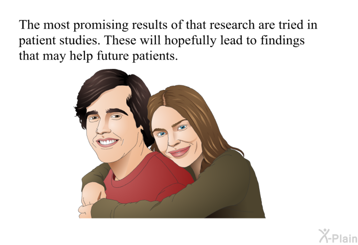 The most promising results of that research are tried in patient studies. These will hopefully lead to findings that may help future patients.