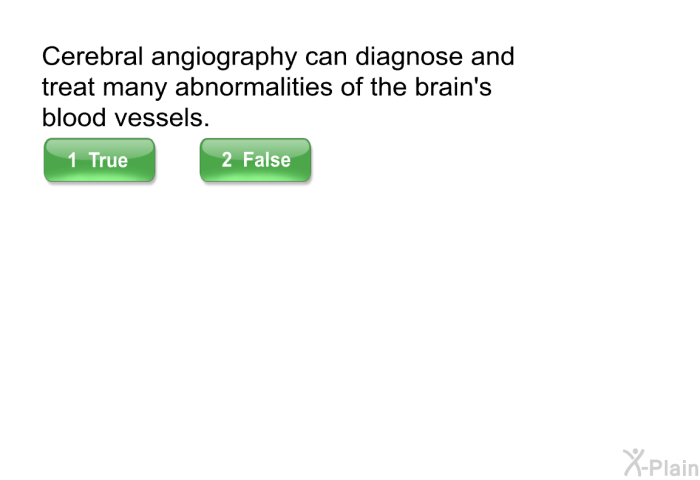 Cerebral angiography can diagnose and treat many abnormalities of the brain's blood vessels.