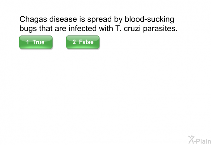 Chagas disease is spread by blood-sucking bugs that are infected with T. cruzi parasites.