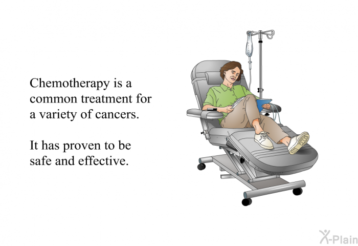 Chemotherapy is a common treatment for a variety of cancers. It has proven to be safe and effective.