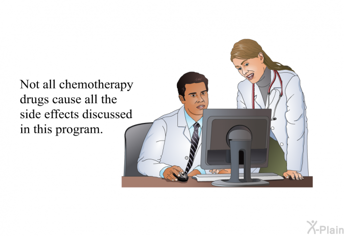 Not all chemotherapy drugs cause all the side effects discussed in this health information.