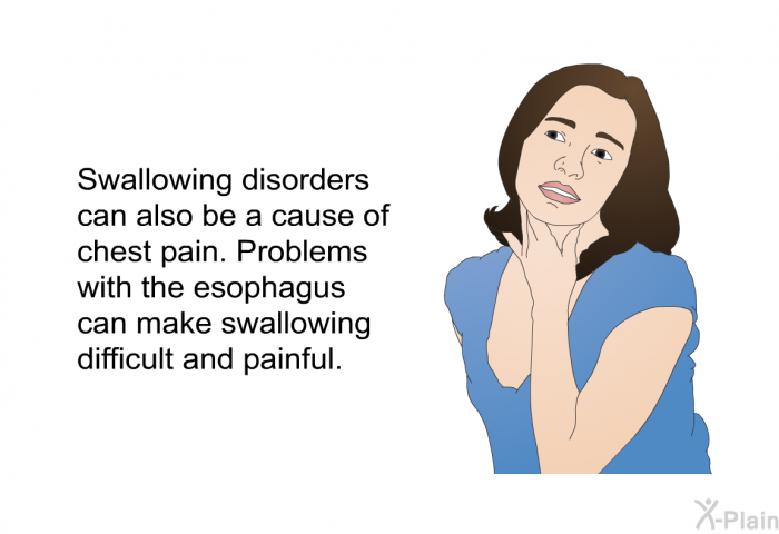 Swallowing disorders can also be a cause of chest pain. Problems with the esophagus can make swallowing difficult and painful.