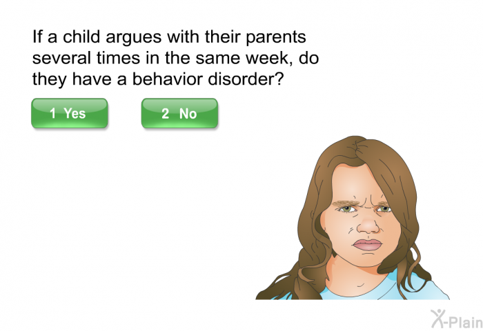 If a child argues with their parents several times in the same week, do they have a behavior disorder?