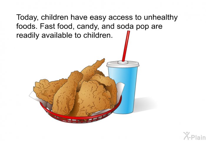 Today, children have easy access to unhealthy foods. Fast food, candy, and soda pop are readily available to children.