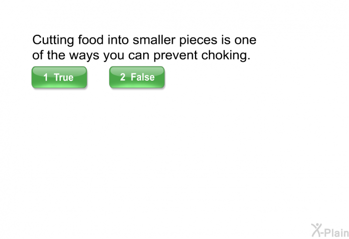 Cutting food into smaller pieces is one of the ways you can prevent choking.