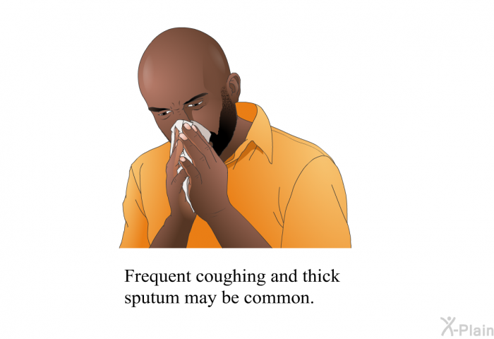 Frequent coughing and thick sputum may be common.