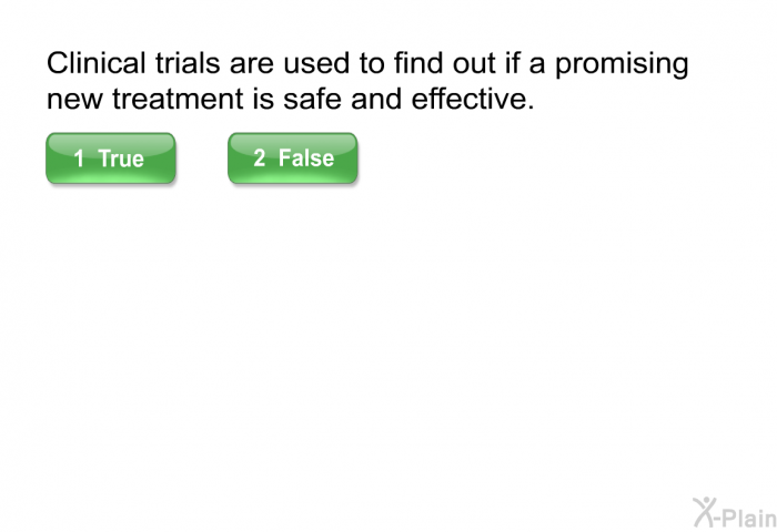Clinical trials are used to find out if a promising new treatment is safe and effective.