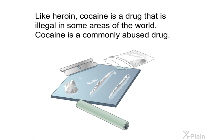 Like heroin, cocaine is a drug that is illegal in some areas of the world. Cocaine is a commonly abused drug.