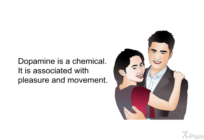 Dopamine is a chemical. It is associated with pleasure and movement.