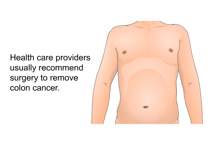 Health care providers usually recommend surgery to remove colon cancer.