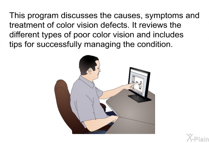 This health information discusses the causes, symptoms and treatment of color vision defects. It reviews the different types of poor color vision and includes tips for successfully managing the condition.