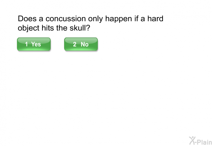 Does a concussion only happen if a hard object hits the skull?
