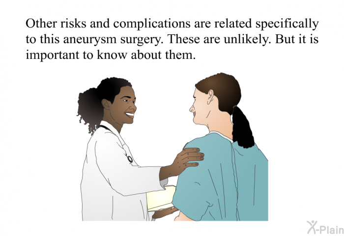 Other risks and complications are related specifically to this aneurysm surgery. These are unlikely. But it is important to know about them.