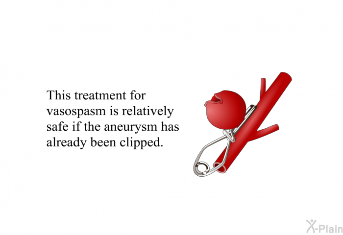 This treatment for vasospasm is relatively safe if the aneurysm has already been clipped.