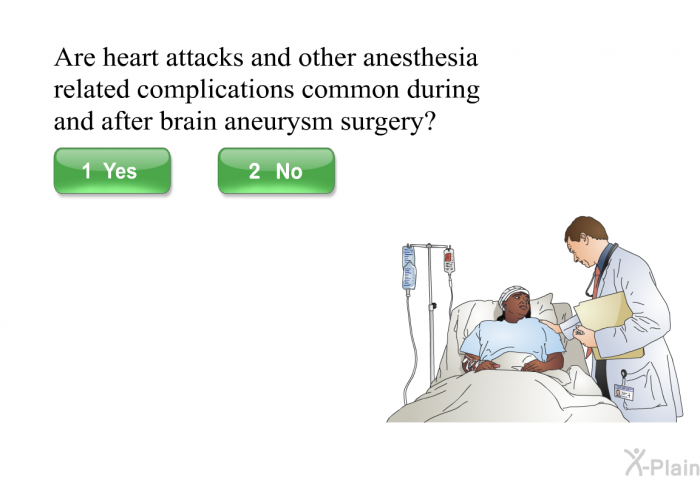 Are heart attacks and other anesthesia related complications common during and after brain aneurysm surgery?