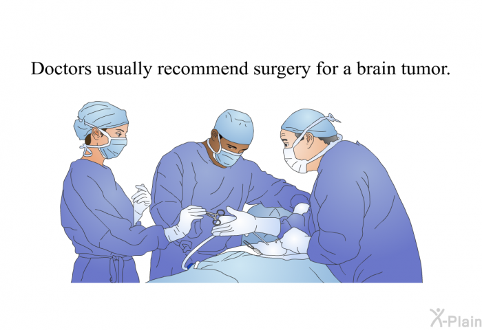 Doctors usually recommend surgery for a brain tumor.
