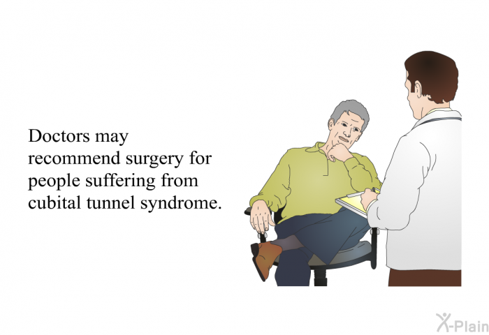 Doctors may recommend surgery for people suffering from cubital tunnel syndrome.