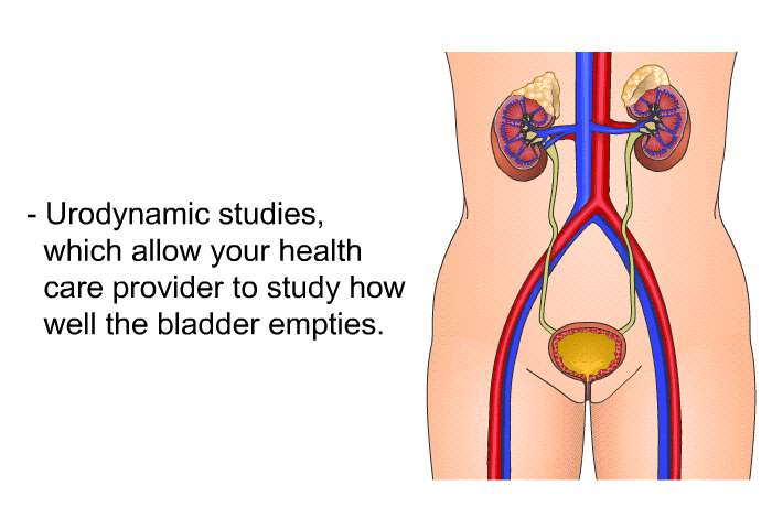 Urodynamic studies, which allow your health care provider to study how well the bladder empties.