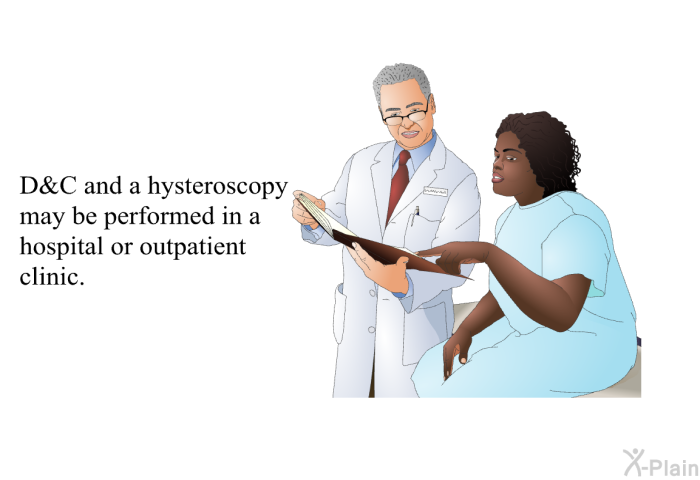 D &C and a hysteroscopy may be performed in a hospital or outpatient clinic.