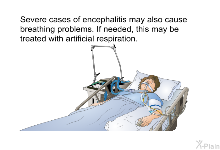 Severe cases of encephalitis may also cause breathing problems. If needed, this may be treated with artificial respiration.