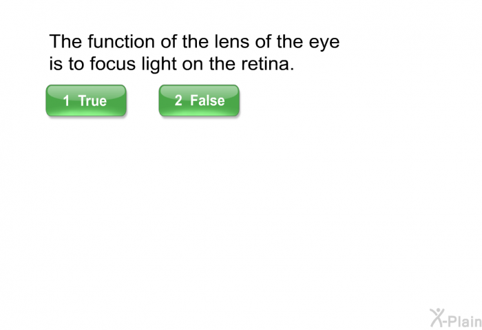The function of the lens of the eye is to focus light on the retina.