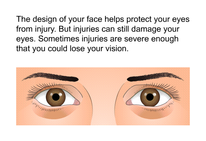 The design of your face helps protect your eyes from injury. But injuries can still damage your eyes. Sometimes injuries are severe enough that you could lose your vision.