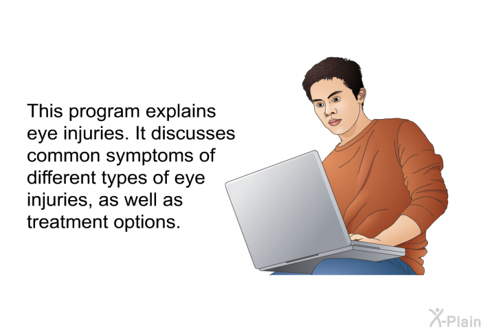 This health information explains eye injuries. It discusses common symptoms of different types of eye injuries, as well as treatment options.