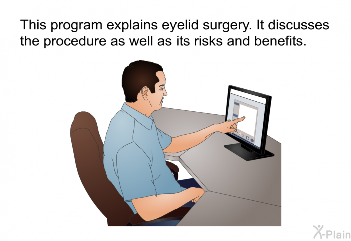 This health information explains eyelid surgery. It discusses the procedure as well as its risks and benefits.