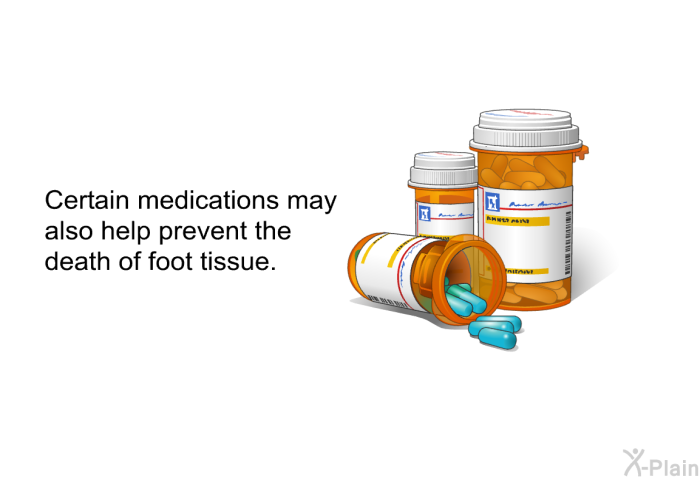 Certain medications may also help prevent the death of foot tissue.