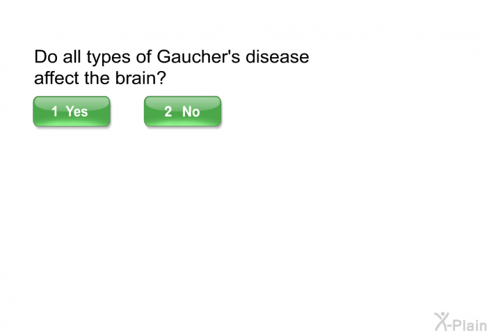 Do all types of Gaucher's disease affect the brain?