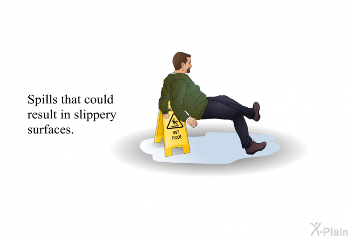 Spills that could result in slippery surfaces.