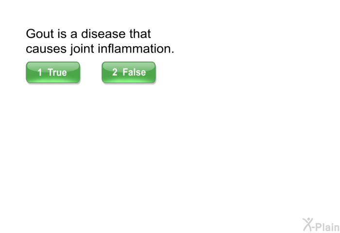 Gout is a disease that causes joint inflammation.