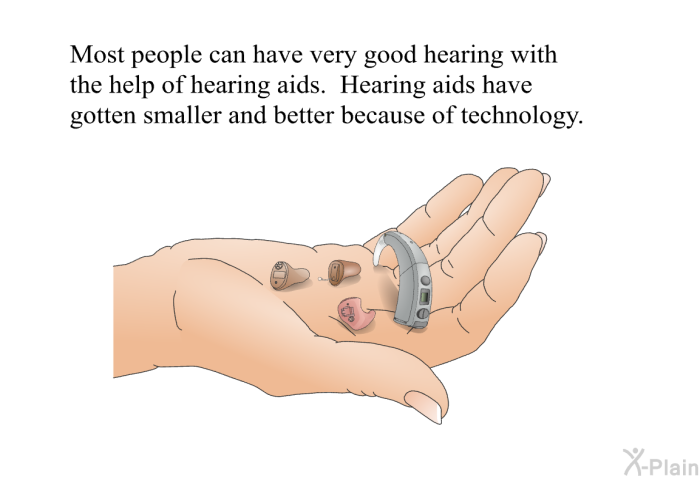 Most people can have very good hearing with the help of hearing aids. Hearing aids have gotten smaller and better because of technology.