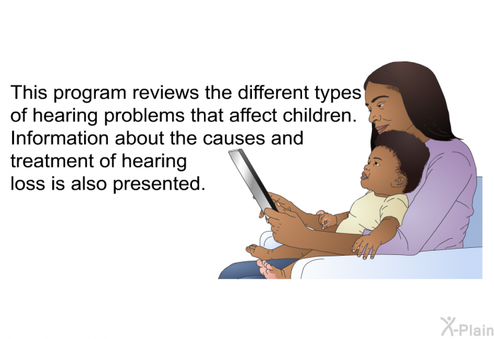 This health information reviews the different types of hearing problems that affect children. Information about the causes and treatment of hearing loss is also presented.