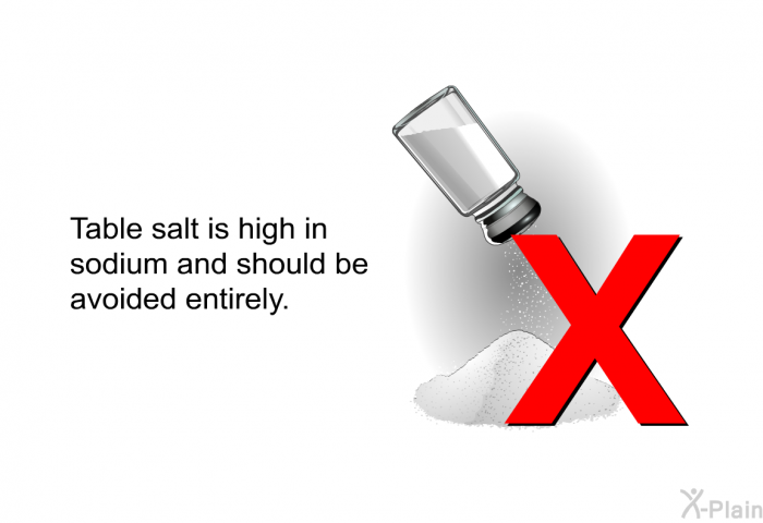 Table salt is high in sodium and should be avoided entirely.