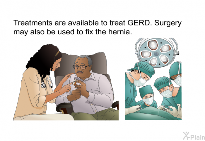 Treatments are available to treat GERD. Surgery may also be used to fix the hernia.
